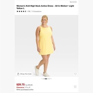All In Motion Yellow Sleeveless Active Mini Sundress